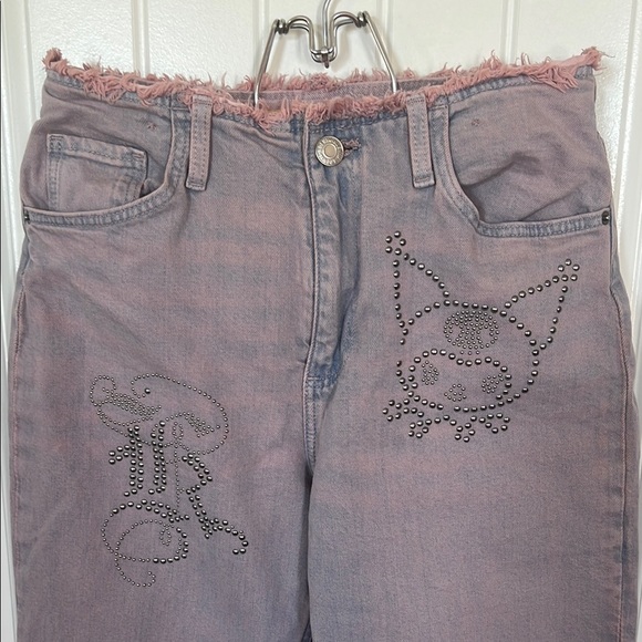 H&M Pink Jeans with Distressing and Embellishments - Picture 1 of 5